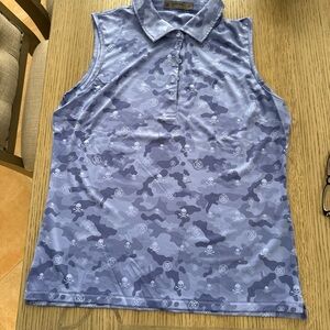 G/FORE Blue Camouflage Sleeveless Polo